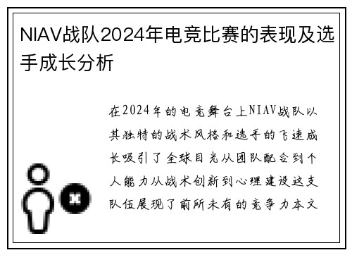 NIAV战队2024年电竞比赛的表现及选手成长分析